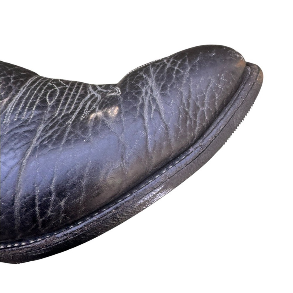 Tony Lama Black Leather Vintage Cowboy Boots Men's 8D Vintage Western USA in GUC - Picture 10 of 15